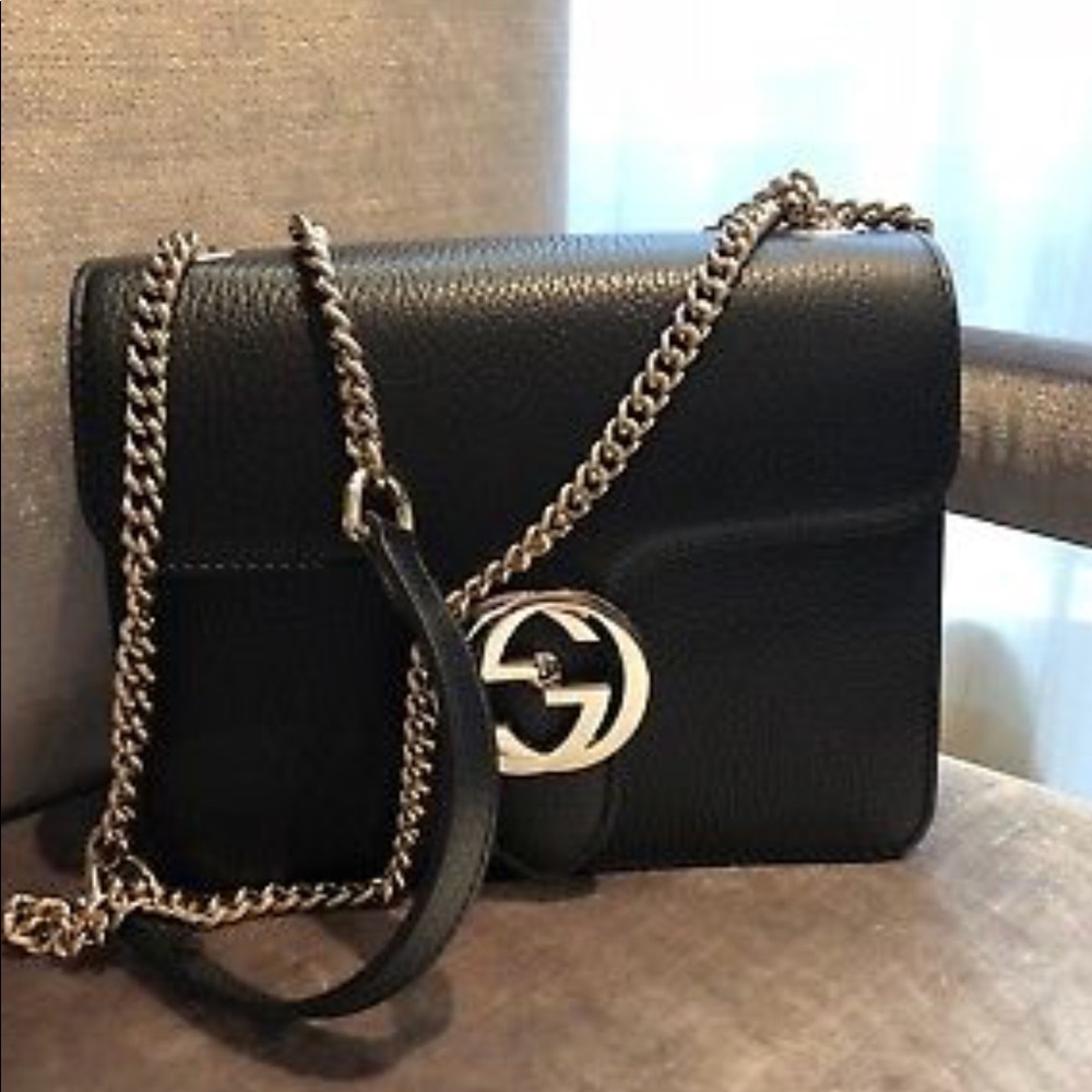 Gucci Interlocking Leather Chain Crossbody Bag